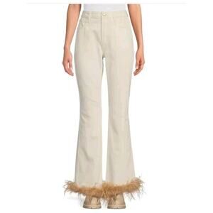 x Nastia Liukin Anna Denim Straight Leg Feather Detail Jeans NWT